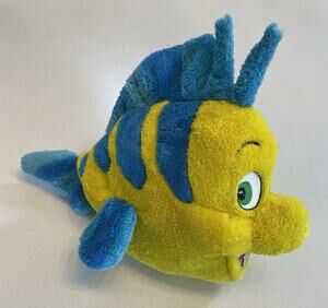 Disney Flounder Plush 13” Vintage Little Mermaid Stuffed Animal Beanie Bean Bag